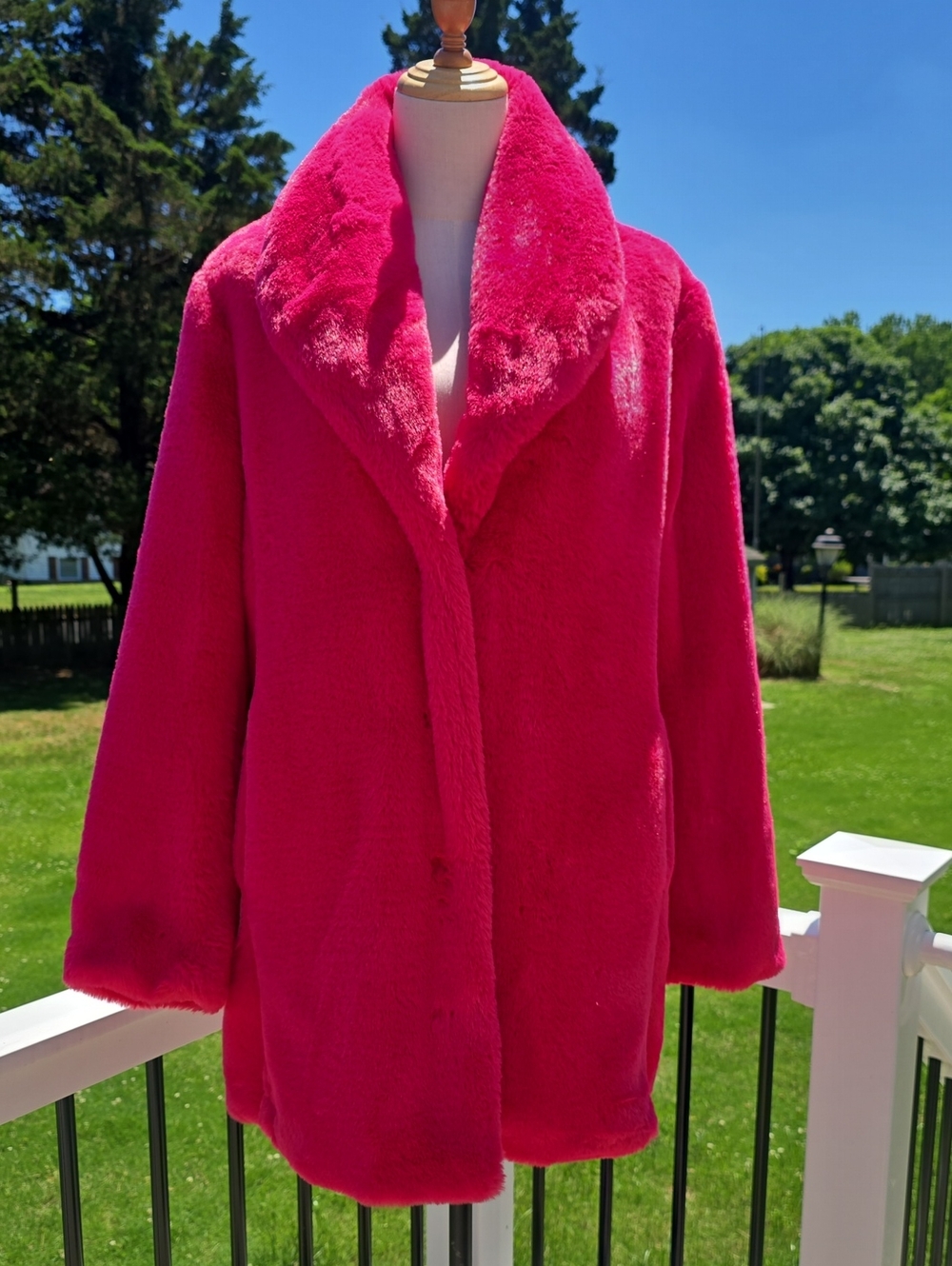 Avec Les Filles Hot Pink Faux Fur Coat
